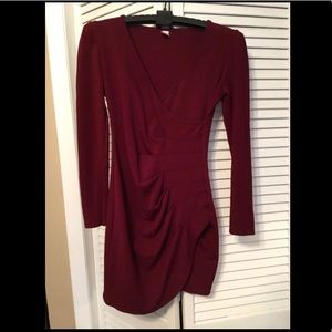 Above knee burgundy dress